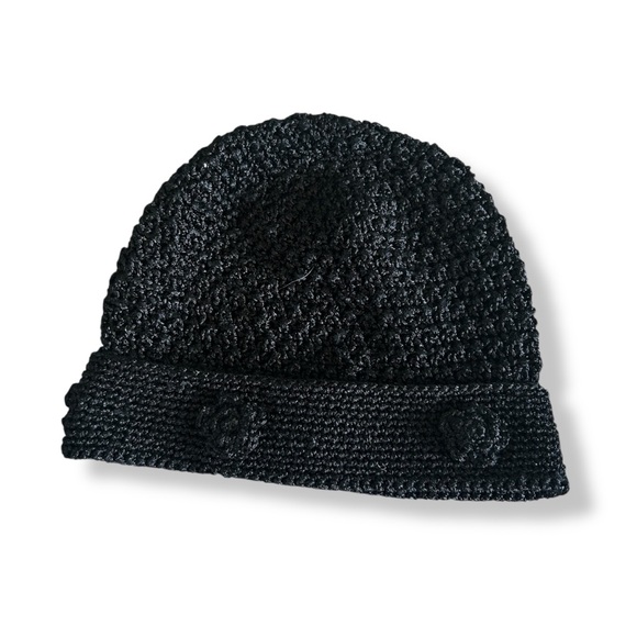 [Olive Branch by Frank Olive] VTG Black Knit Beanie - Picture 1 of 3